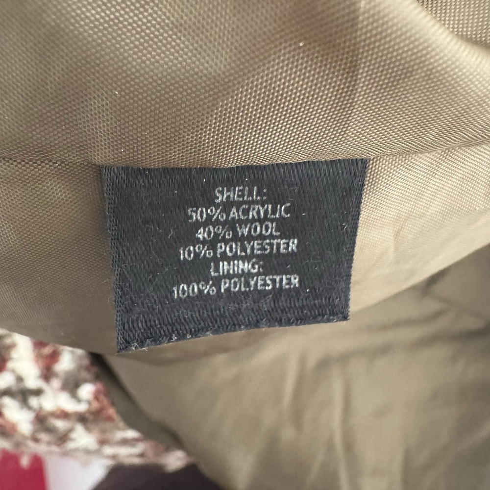 Semantiks Womens Brown Houndstooth Wool Blend Short Sleeve Coat Jacket Small - Picture 5 of 12